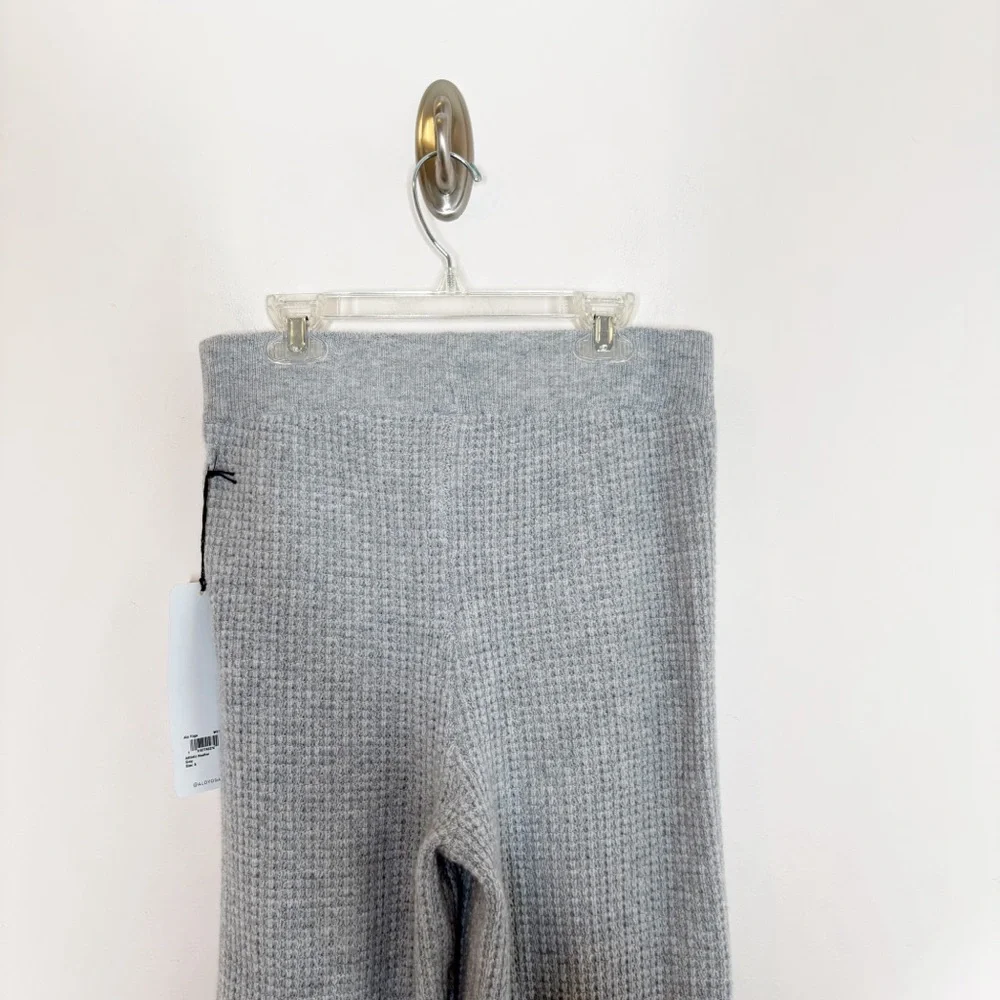 Alo Cashmere High Waist Plush Waffle Knit Pant Heather Grey Small NWT